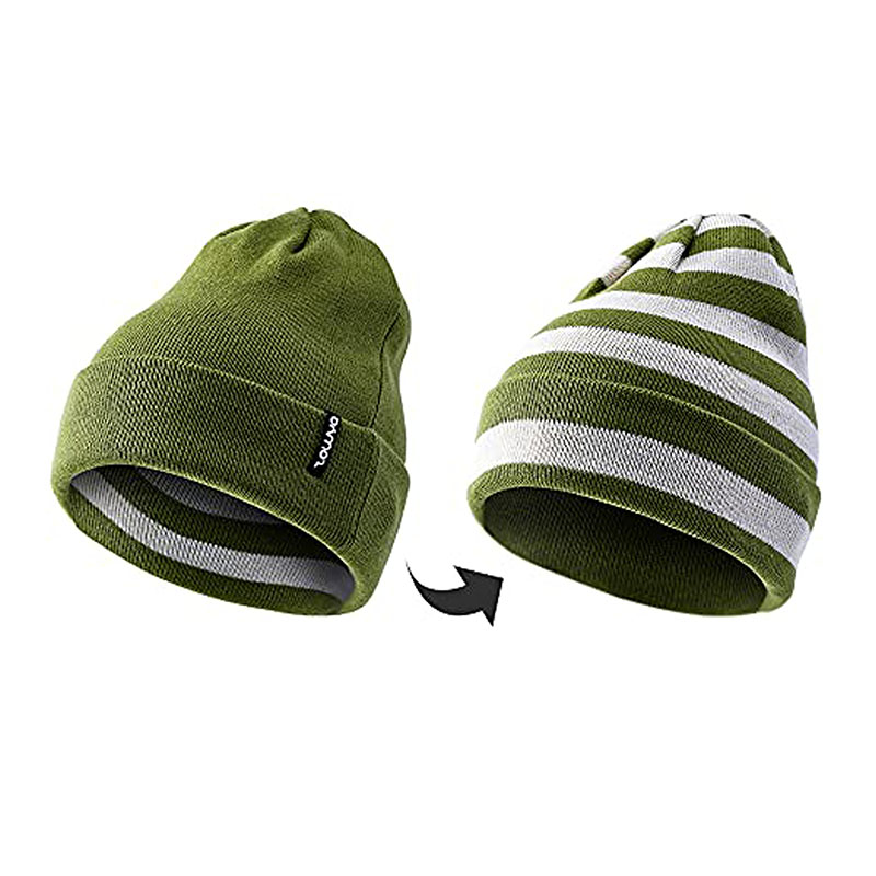 Reversible Stripe Beanies Custom Logo Acceptable - 图片 3