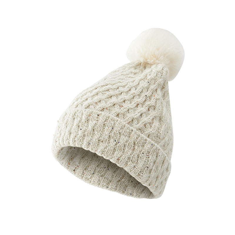 Sparkling Sequins & Metallic Lines Cute Faux Fur Pompom Custom Logo Acceptable - 图片 3